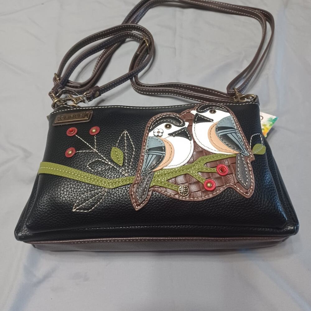 CHALA Chickadee Deluxe Crossbody Bag Vegan Leather Black RFID